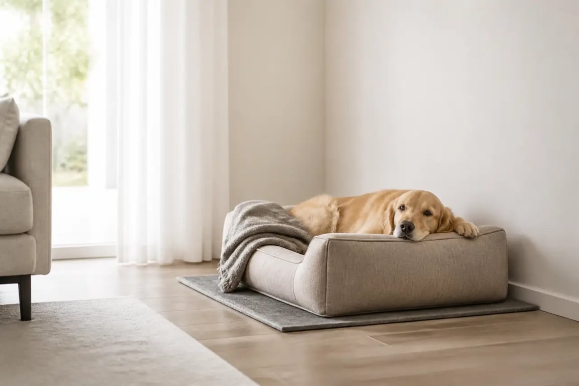 Aménager un coin confortable pour son animal de compagnie dans un salon avec panier, plaid et emplacement calme