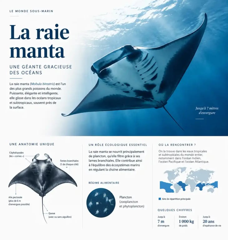 Nager avec les géants des mers : observation d'une raie manta dans l'océan Indien